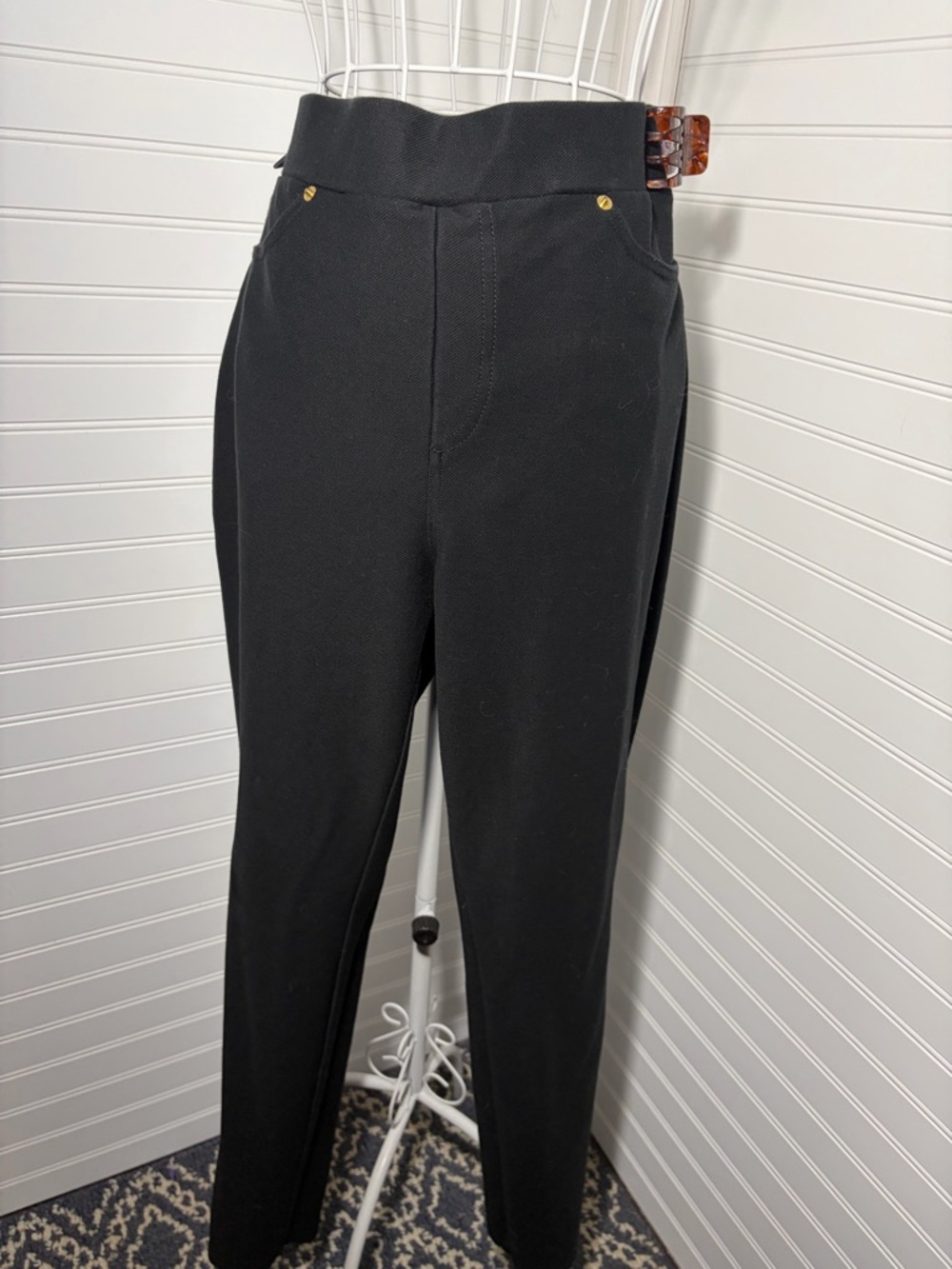 MICHAEL Michael Kors Black High-Waist Pull-On Slim Pants